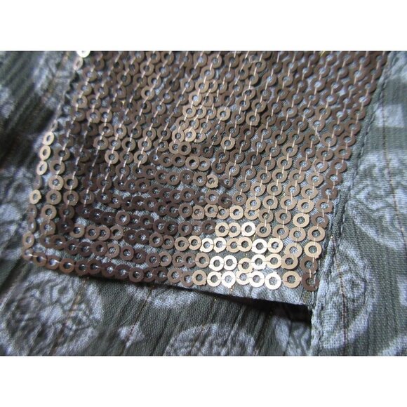 NWT Chico's Ikat Diamond Lanie II Sequin Collar Sheer Button Down Shirt 0 4 - Picture 3 of 5